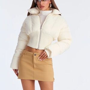 Body Language Corset Puffer Jacket - Cream
